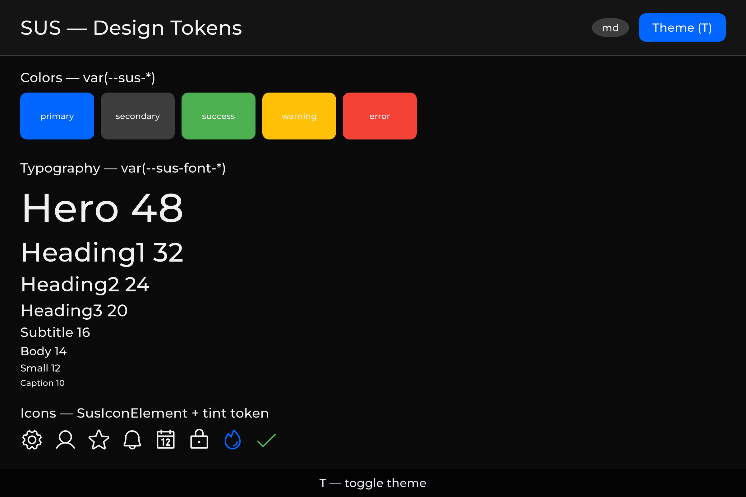 Design tokens dark theme