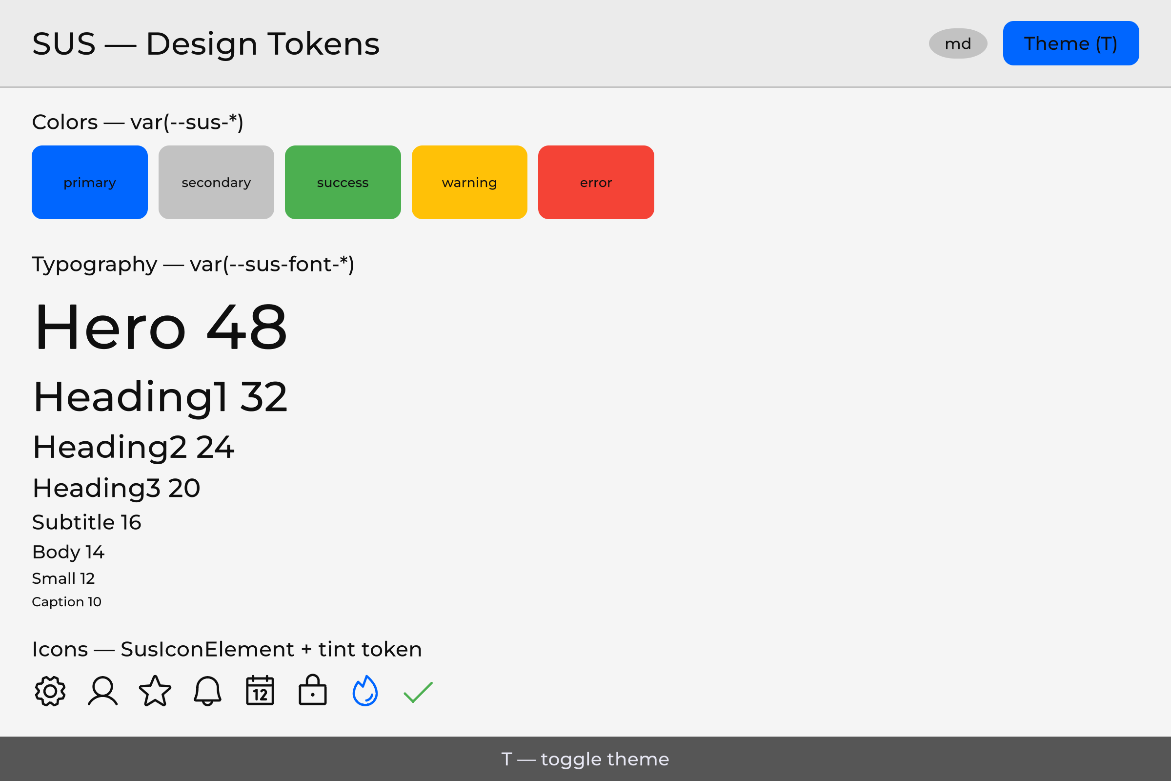 Design tokens light theme